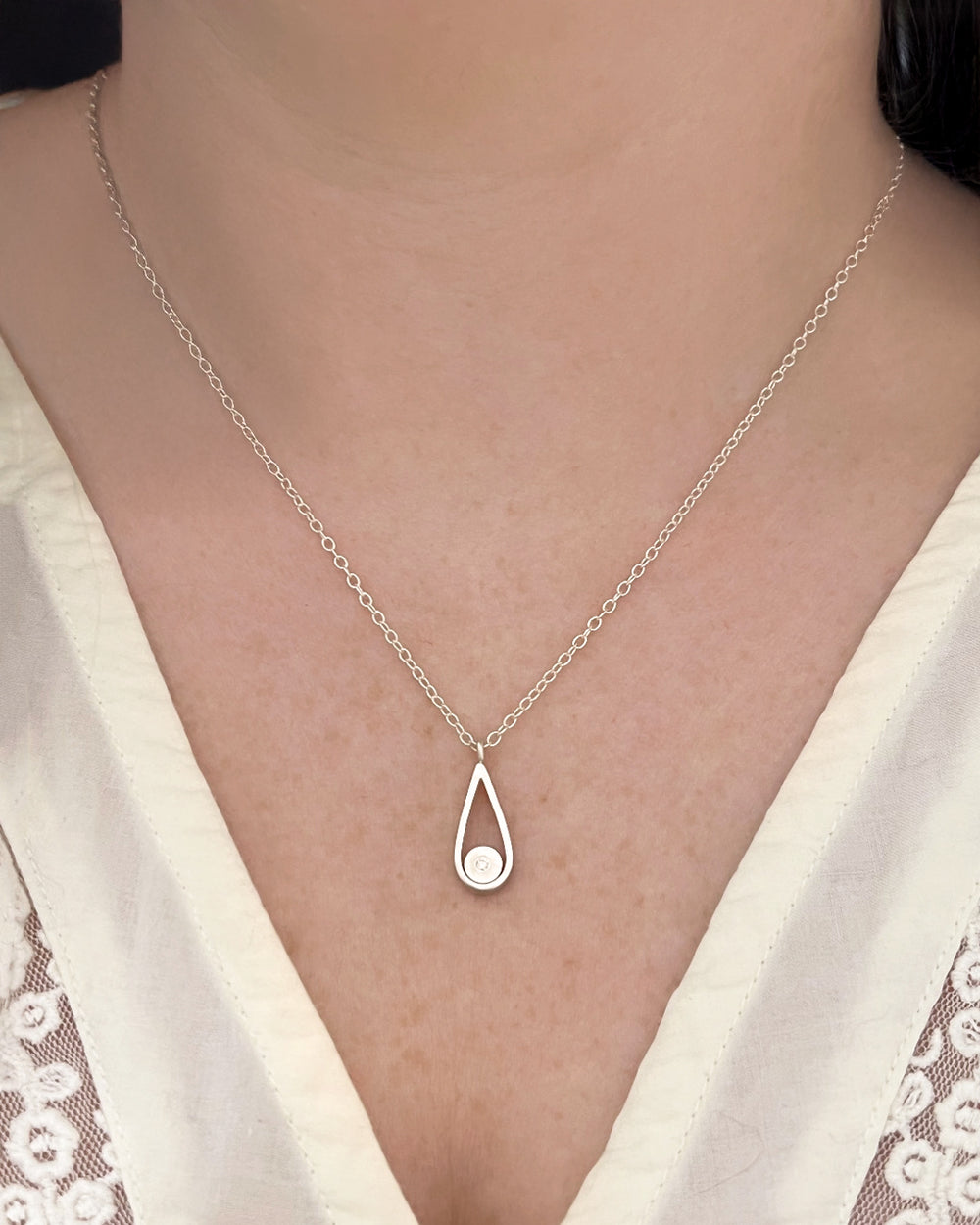 Teardrop Necklace with Diamond