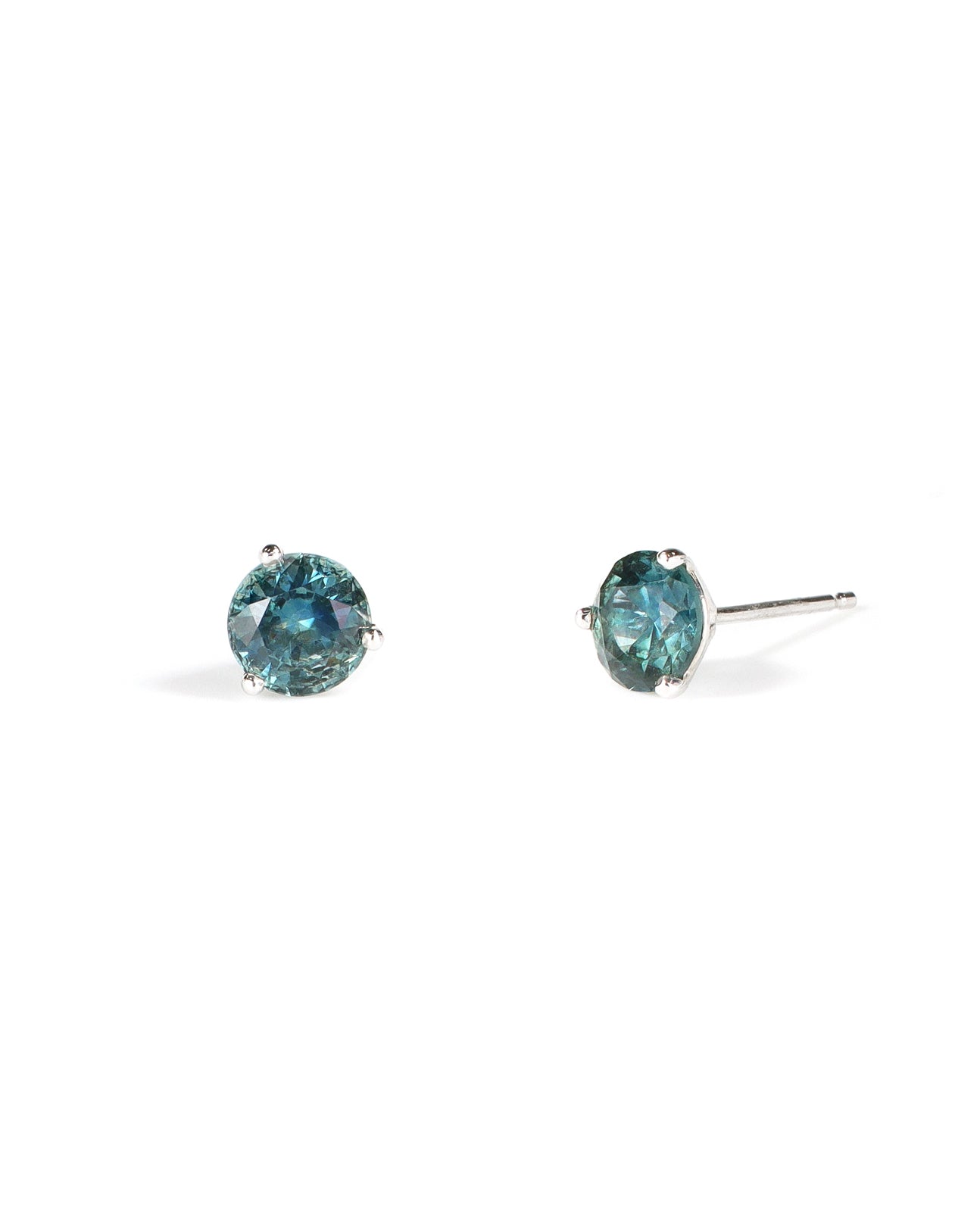 Gem Treasures 1.09ctw Oval Montana Sapphire & Zircon Stud Earrings main image 1
