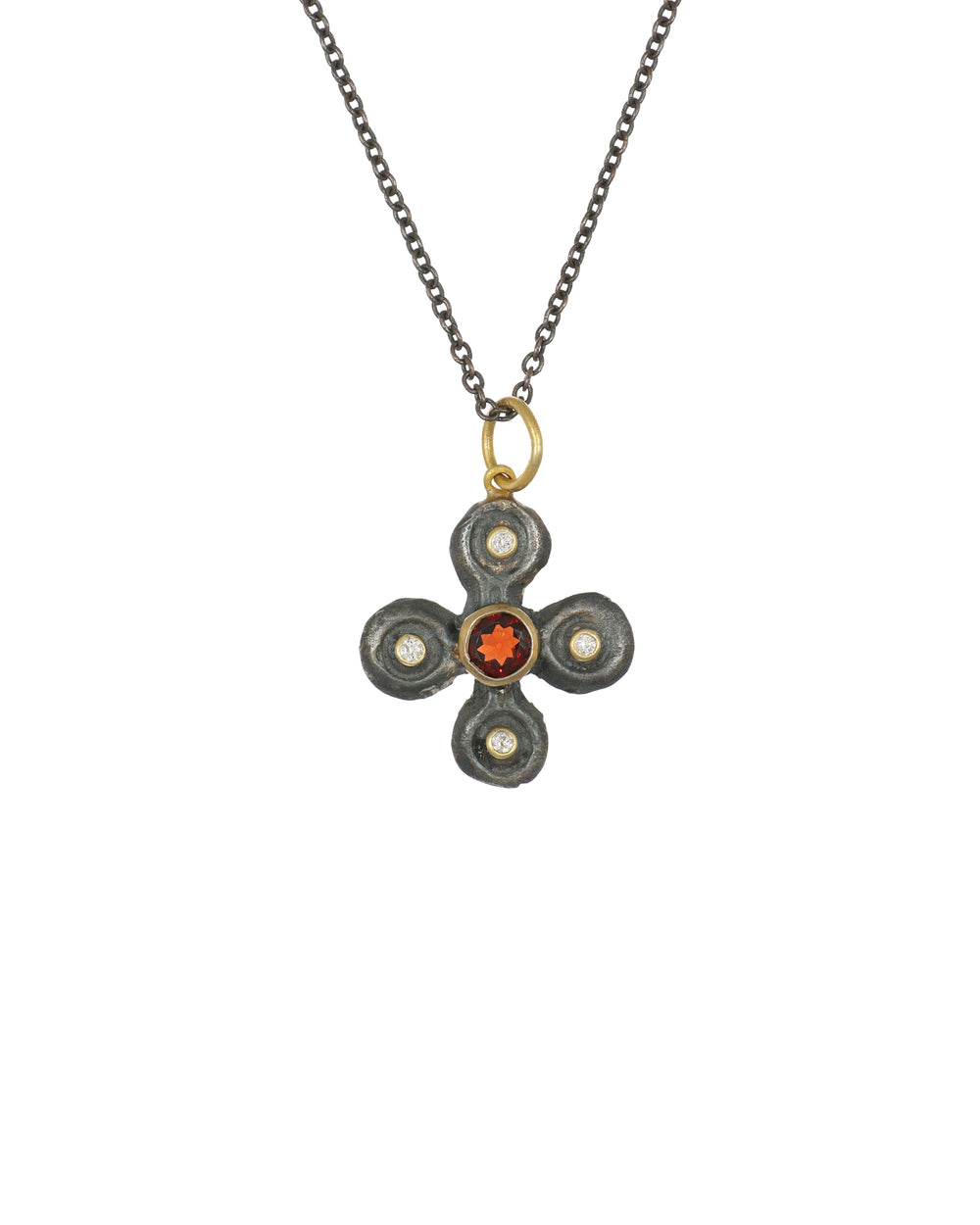 24k Gold Garnet and diamonds Pendant