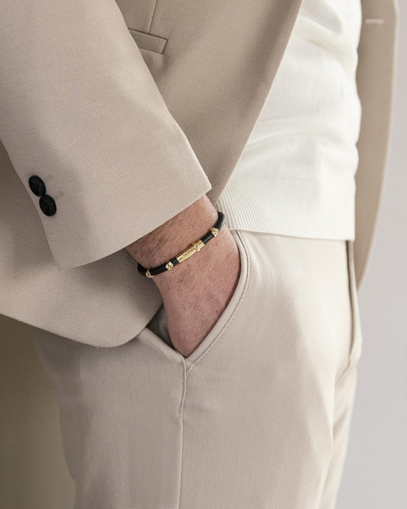 Gold and Leather Bracelet (Custom Length