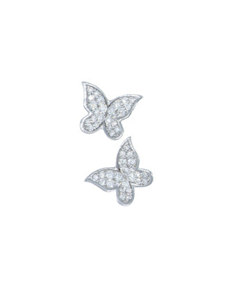 White Pave Butterfly Earrings