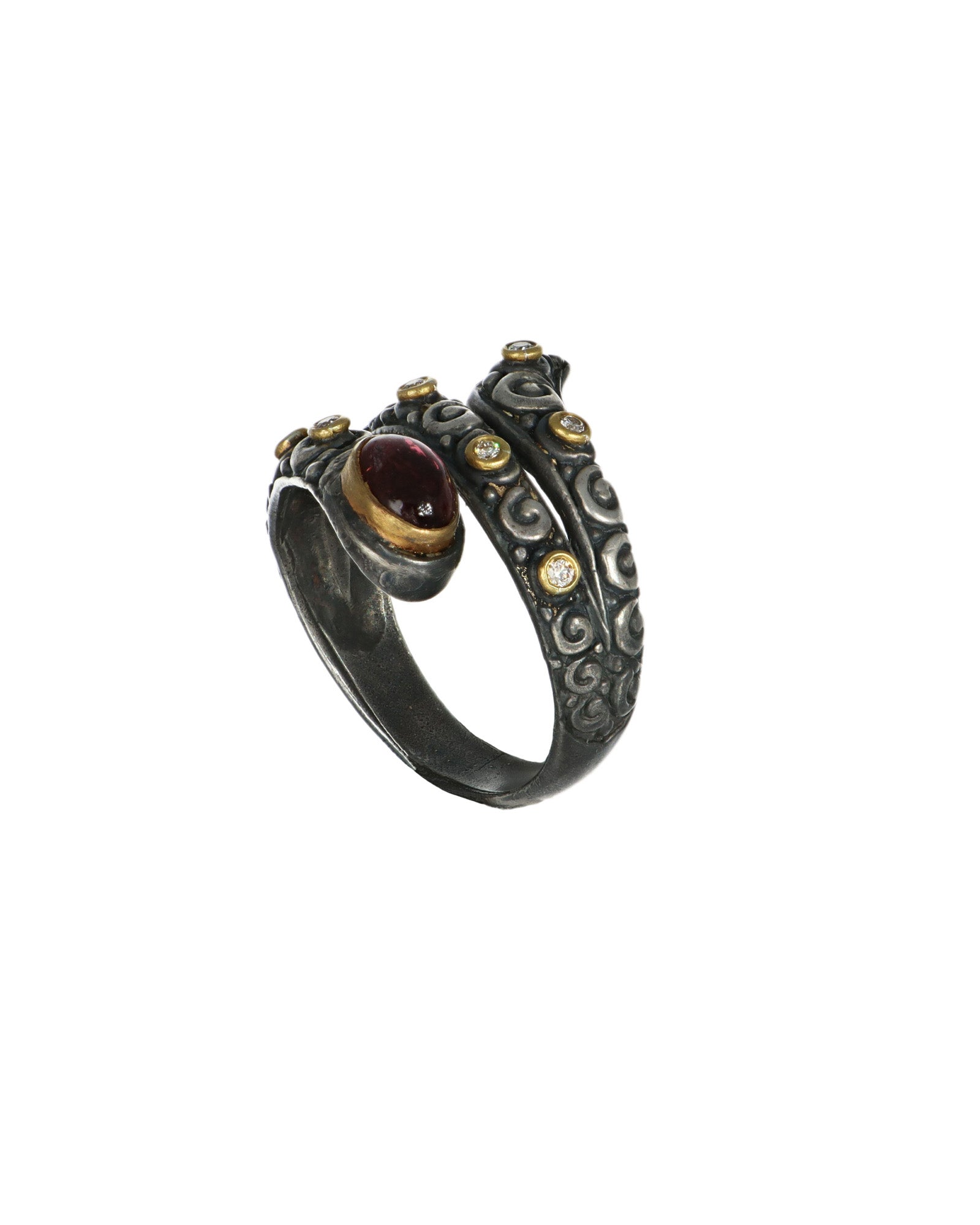 Textured Tourmaline Snake Ring