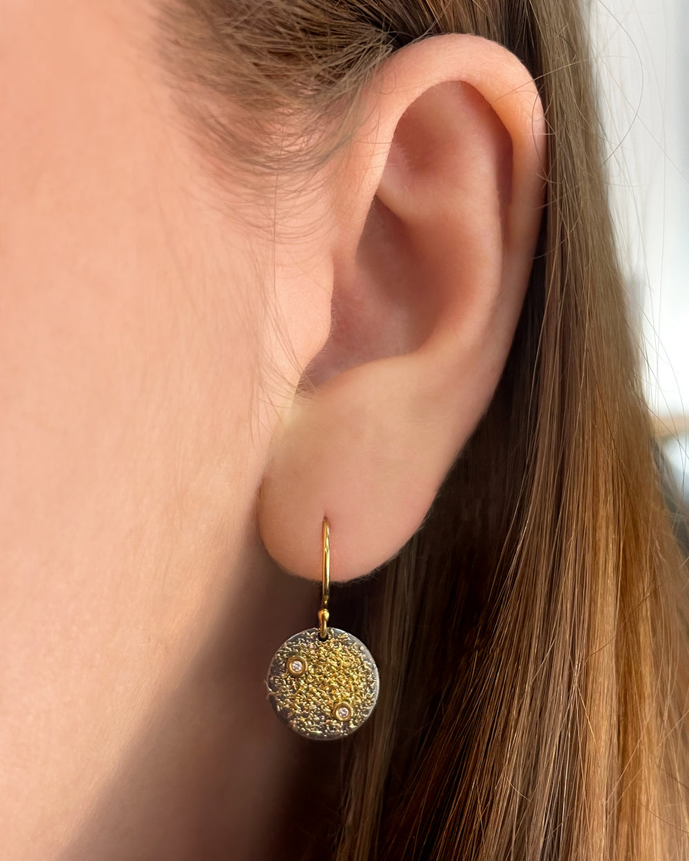 A Mini Disc Earrings - with Diamonds