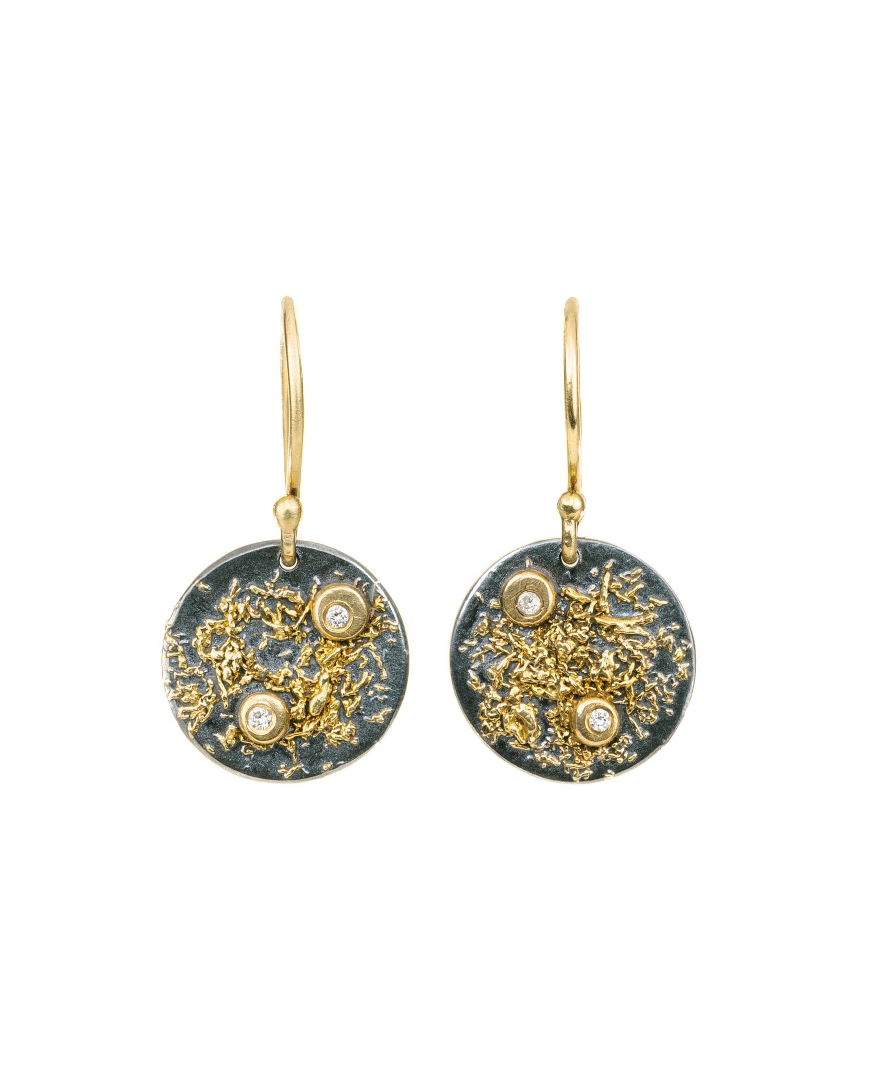 A Mini Disc Earrings - with Diamonds