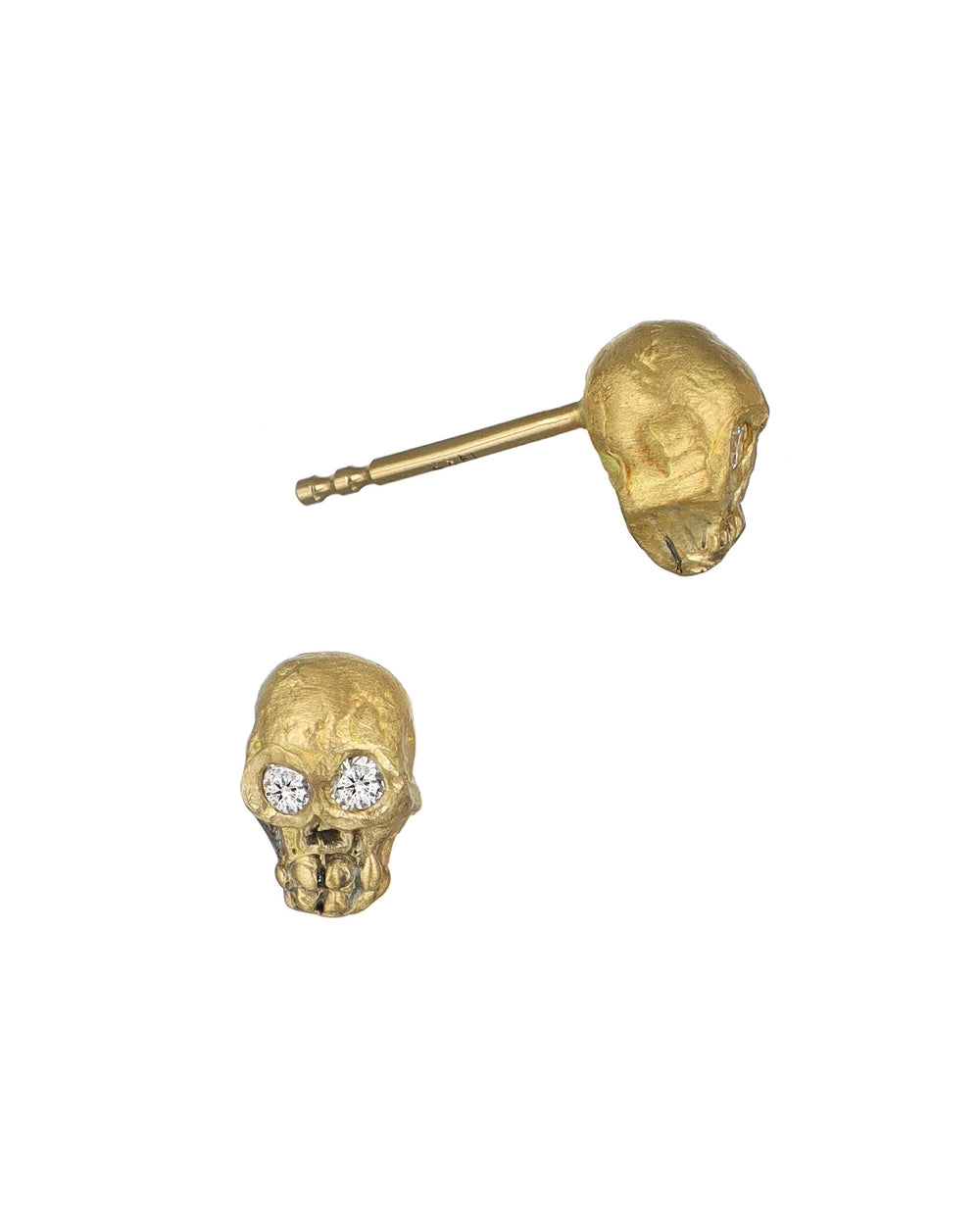 Gold Skull and Diamonds Earrings
