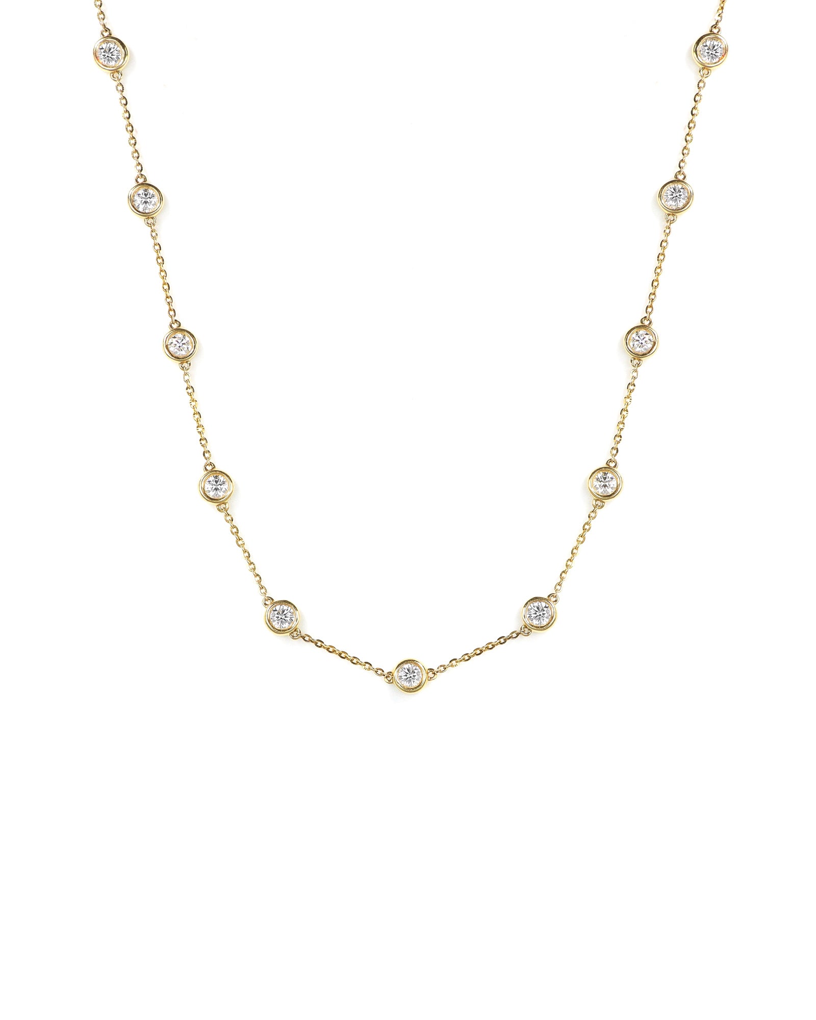 14ky 4.00ctw Lab Diamond Adjustable Station Necklace