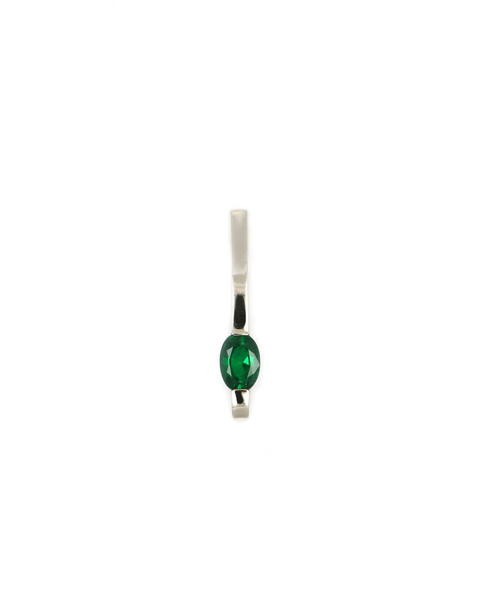 White Gold Emerald Bar Pendant