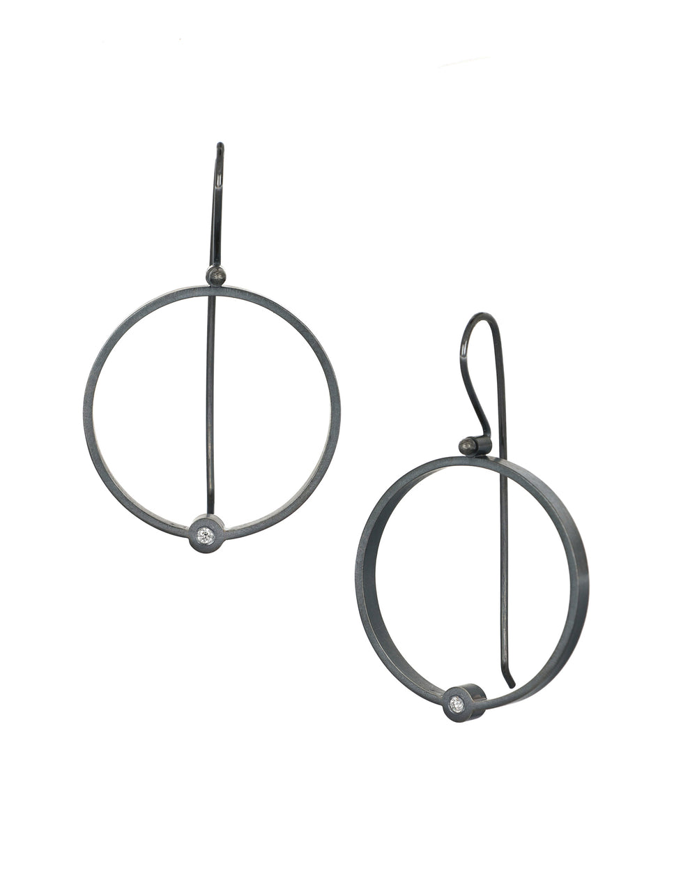 Single Diamond Hoops Earrings