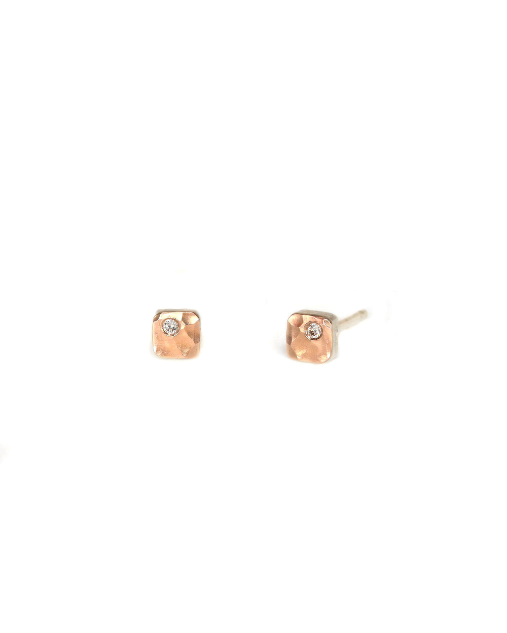 Rose Gold Cell Diamond Stud Earrings