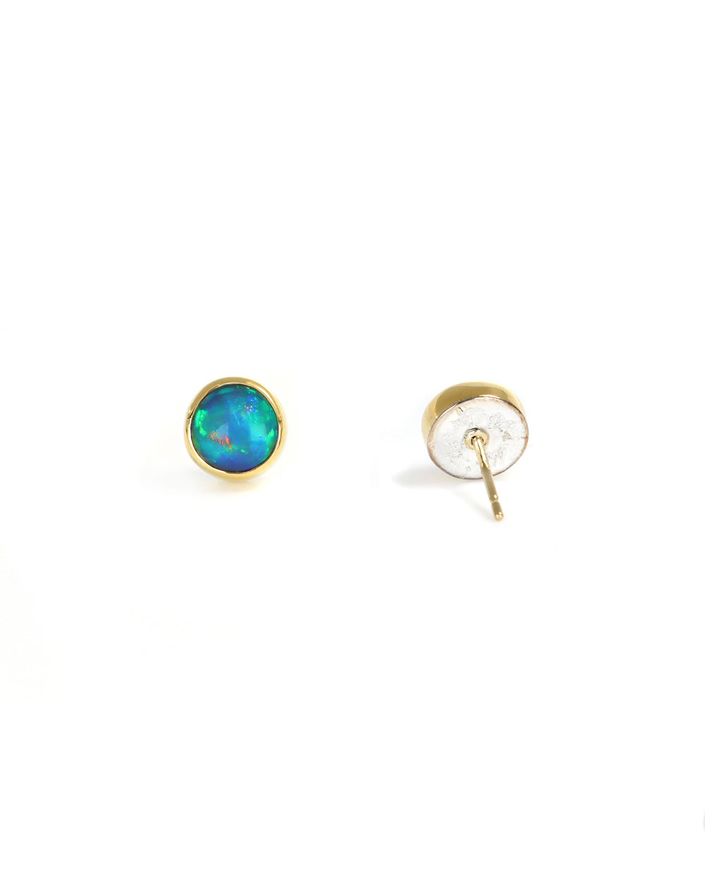 Round Opal Stud Earrings