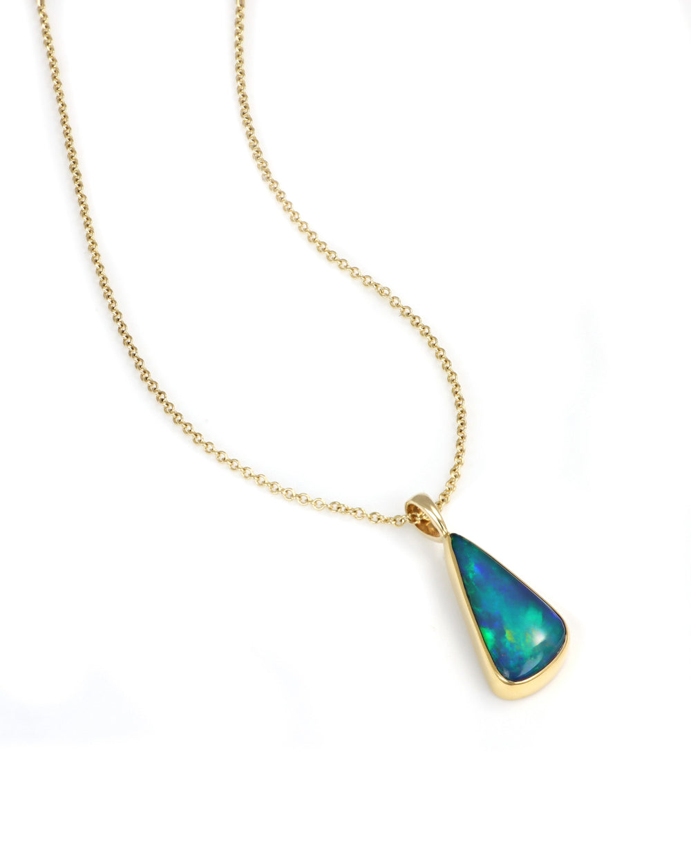 Offset Triangular Drop Opal Pendant