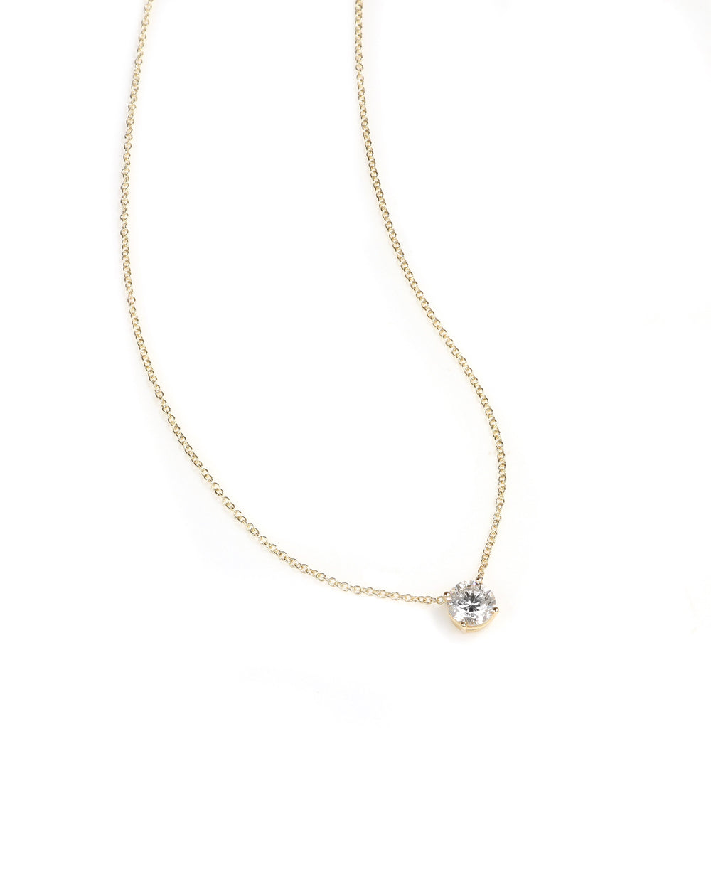 1ct Lab Diamond Solitaire Yellow Gold Necklace