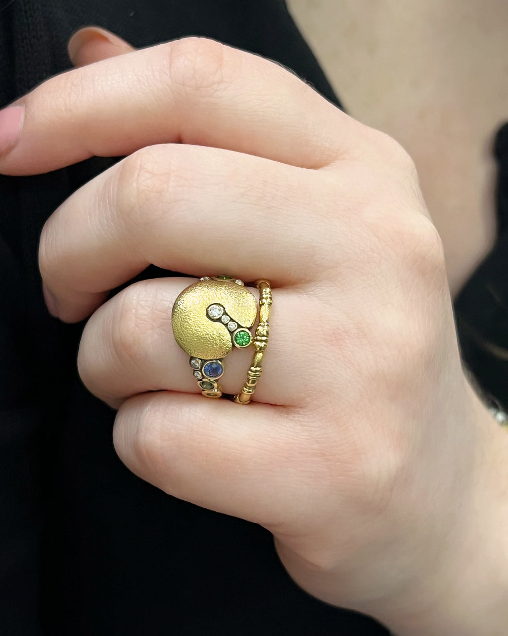 Sapphire and Diamond Apple Ring