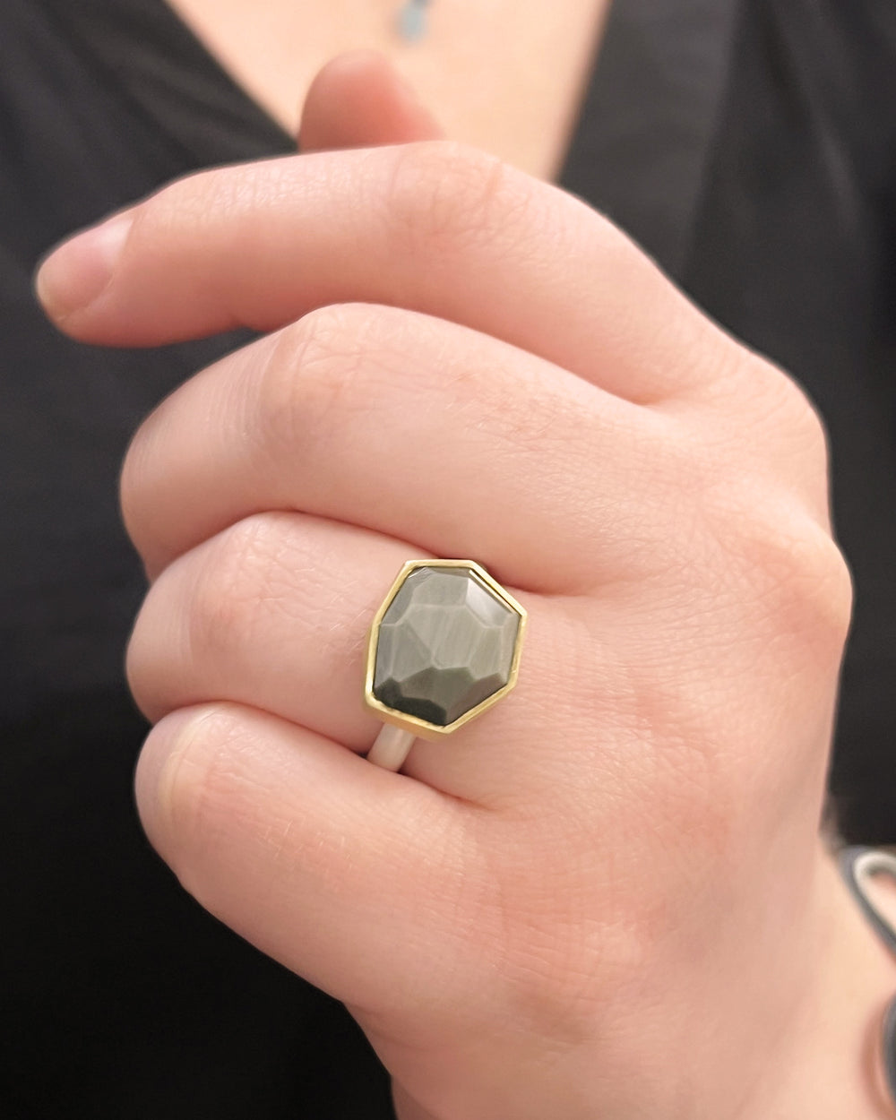 One of a Kind Grey Quartz Ring