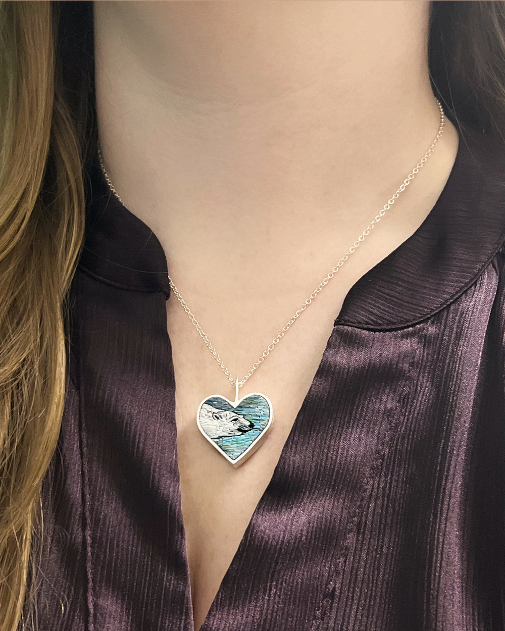 Polar Bear Heart Pendant
