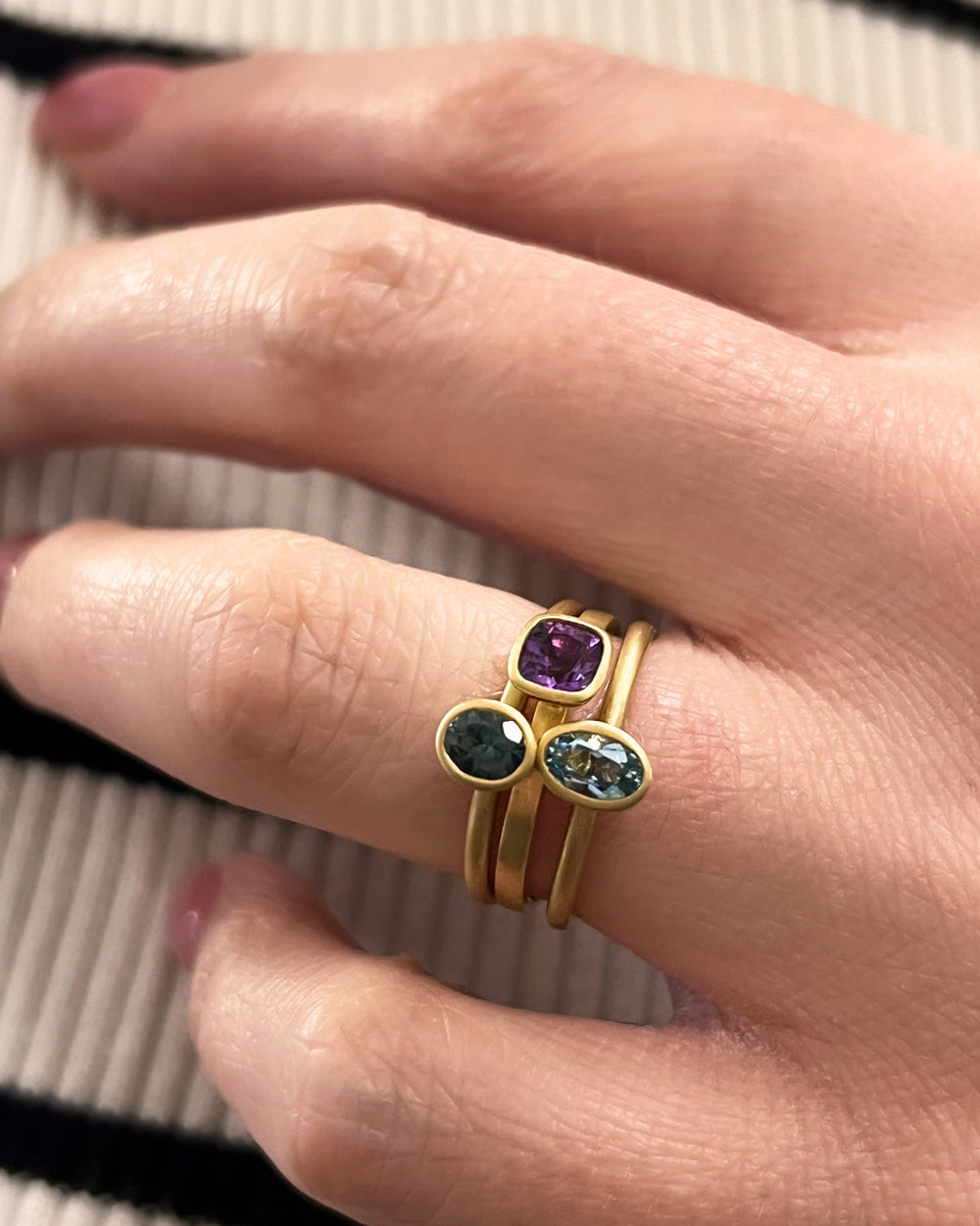 Aquamarine Solitaire Stacking Ring