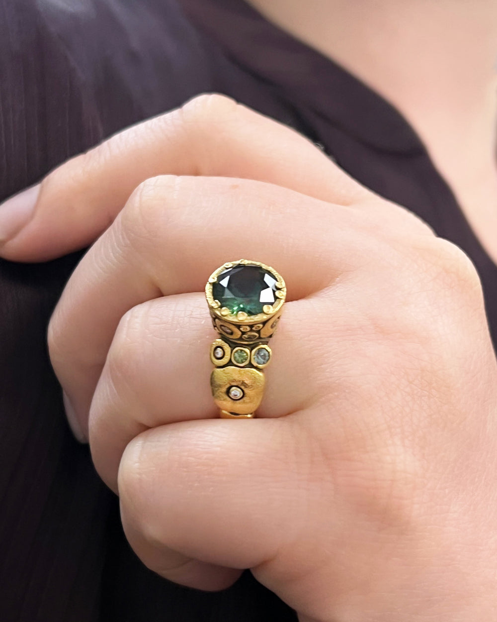 Sapphire and Diamond Orchard Ring