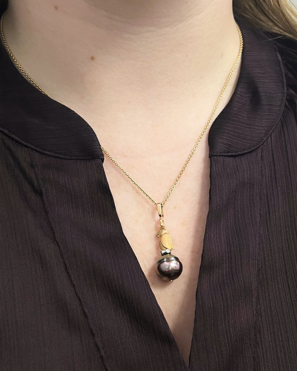 Tahitian Pearl and Fable Animals Character Pendant