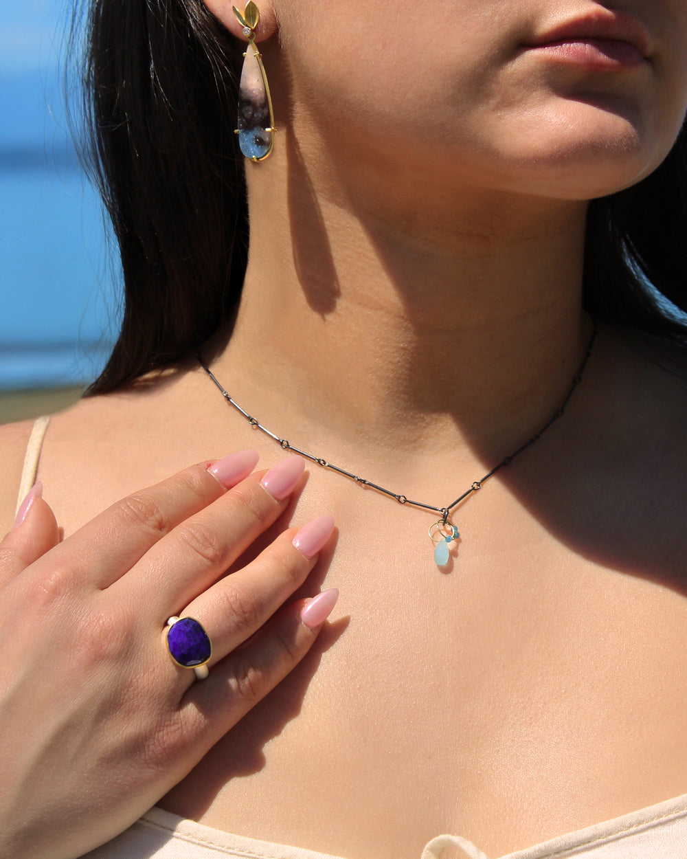 Blue Mini Tangle Necklace