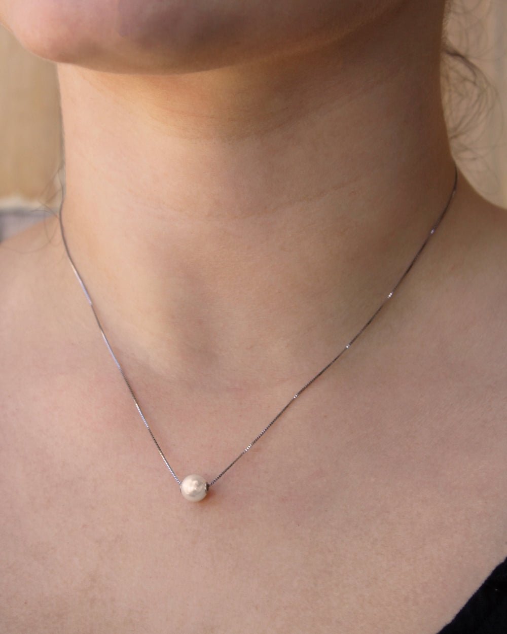 Akoya Pearl Solitaire White Gold Necklace