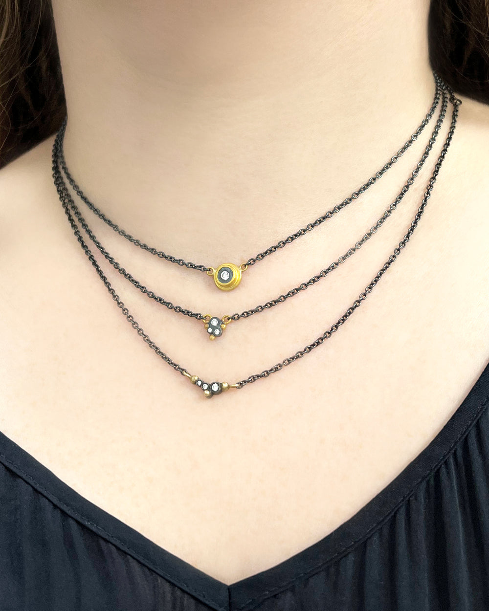 Dainty diamond cluster necklaces