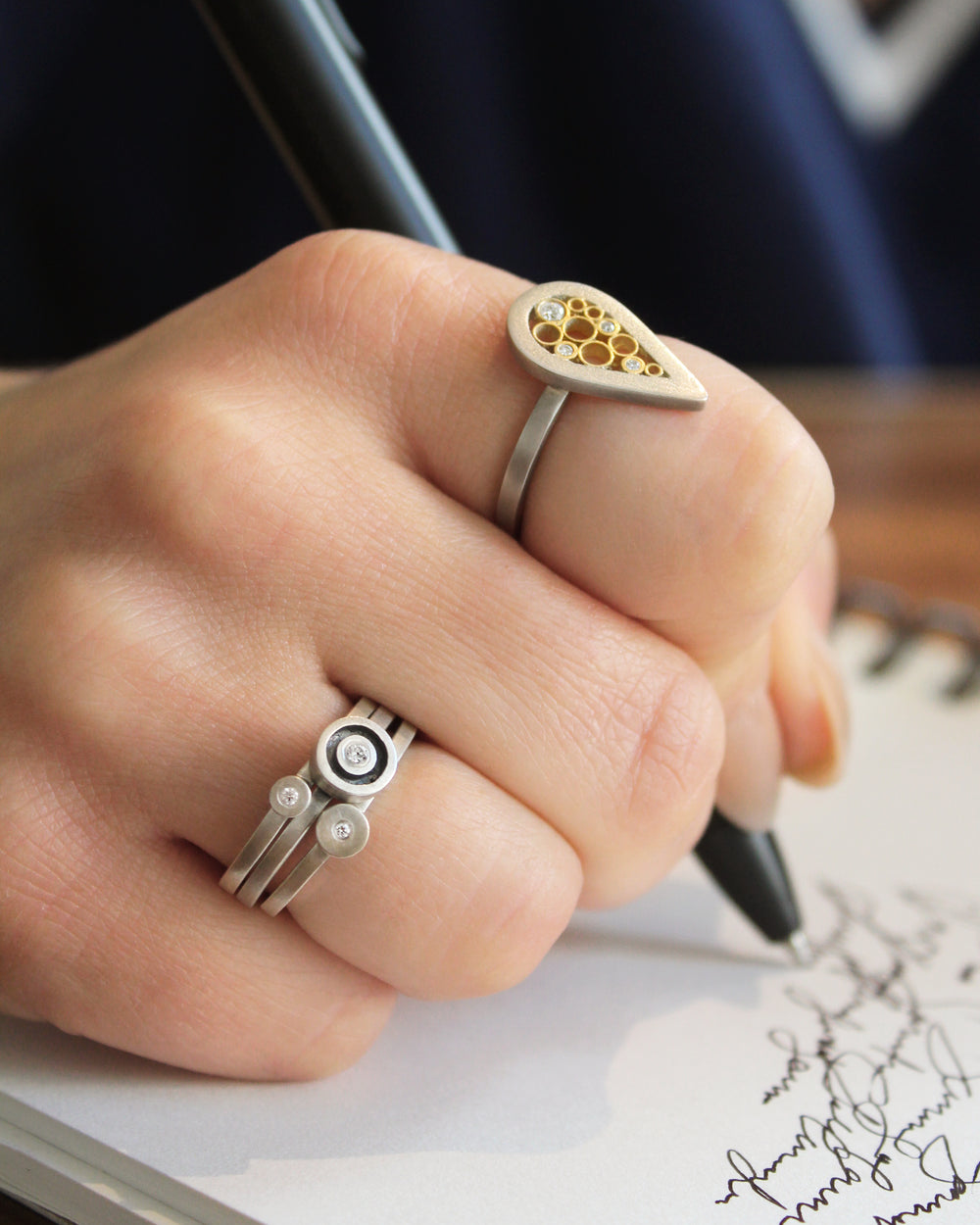 Diamond Dot Stacking Rings