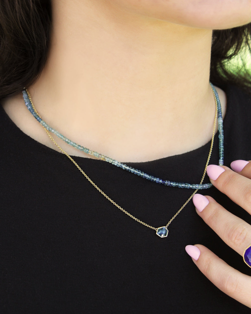 Rose Cut Montana Sapphire Pendant