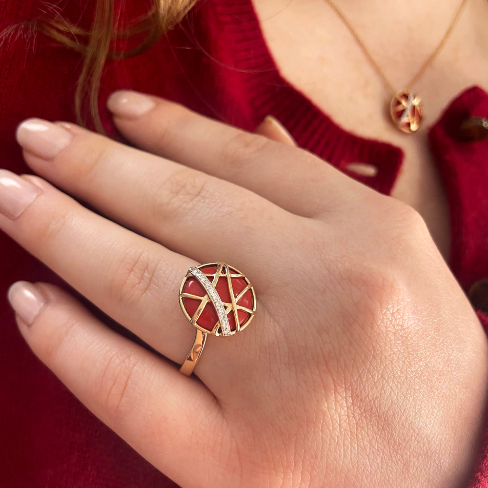Coral Disc Ring