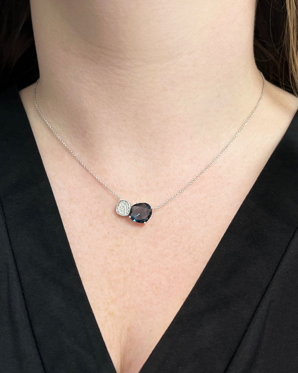 London Blue and Pave Necklace