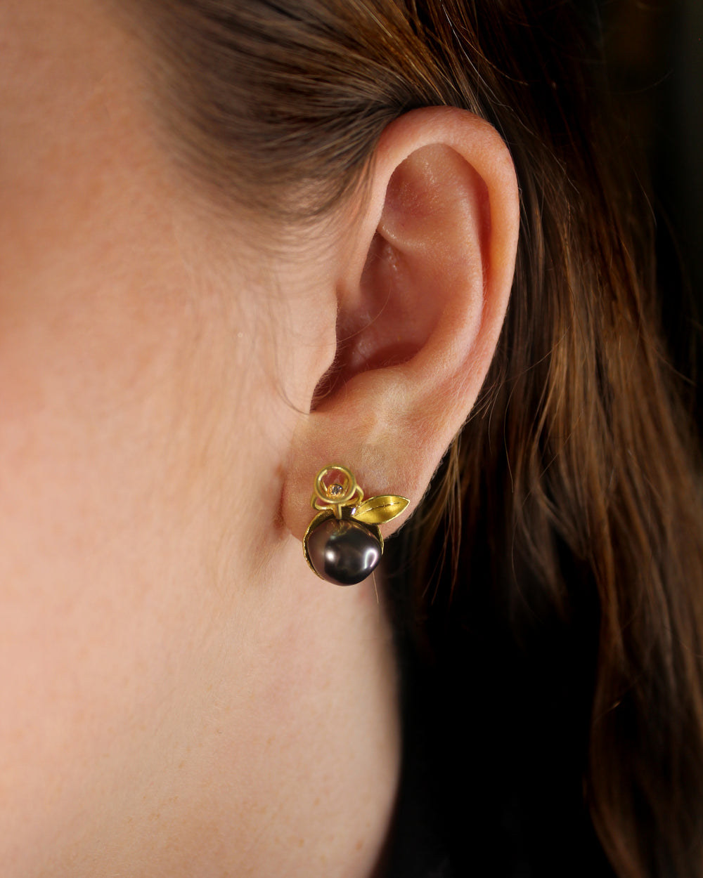 Tahitian Keshi Gold earrings