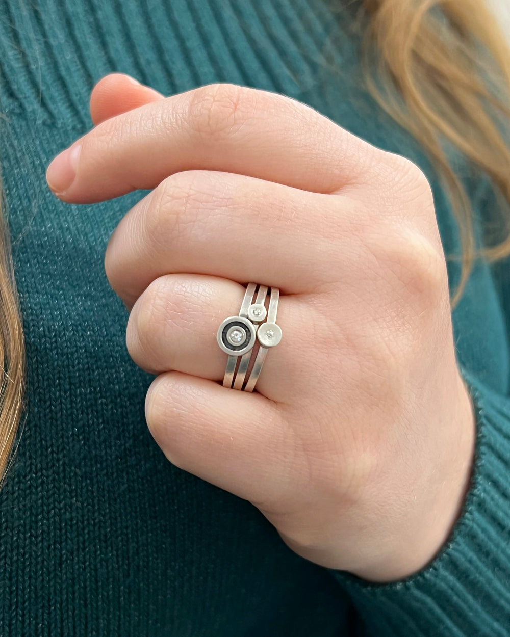 Diamond Dot Stacking Rings