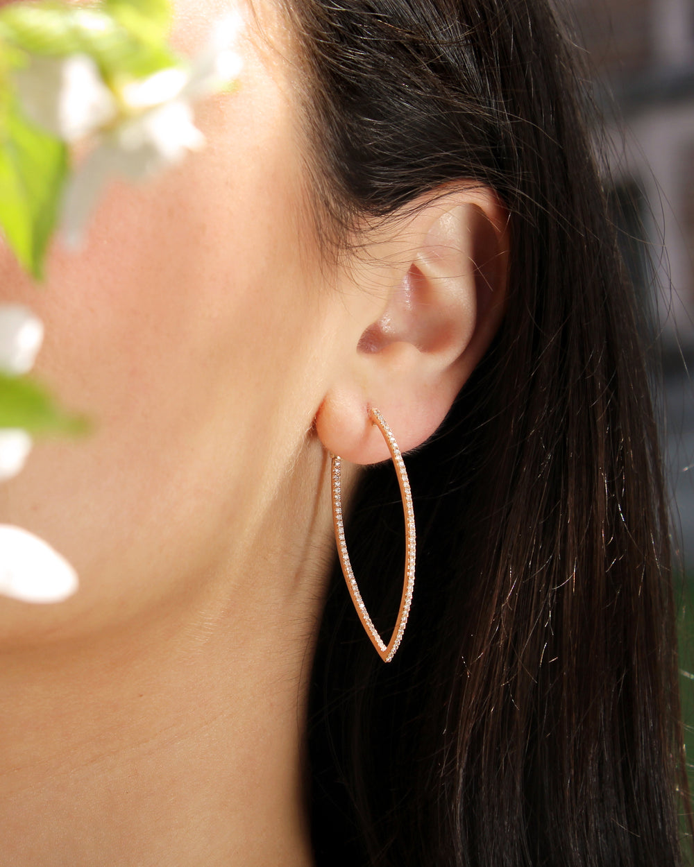 Diamond In-Out Marquise Hoop Earrings