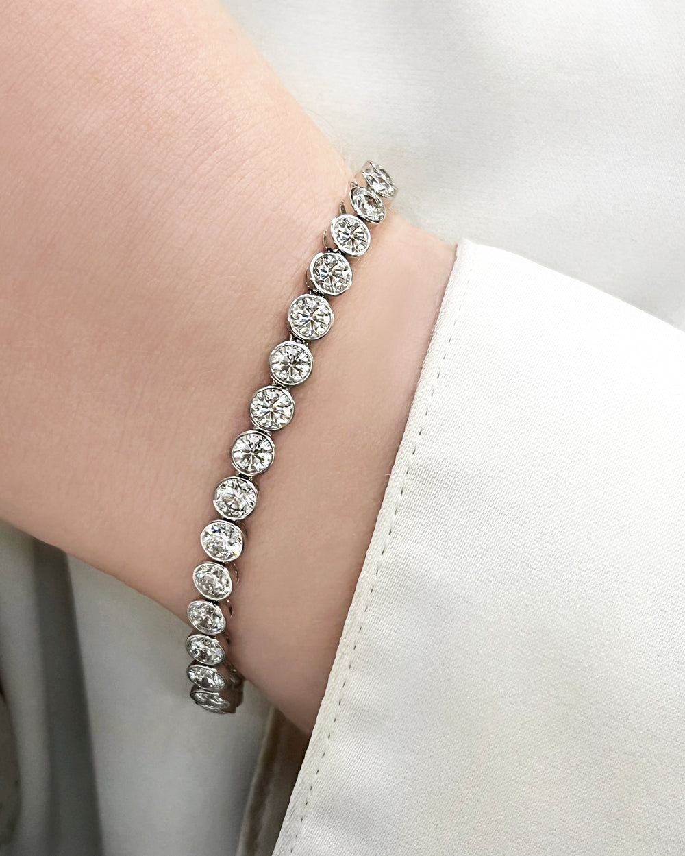 10ctw Bezel Set Lab Diamond Tennis Bracelet