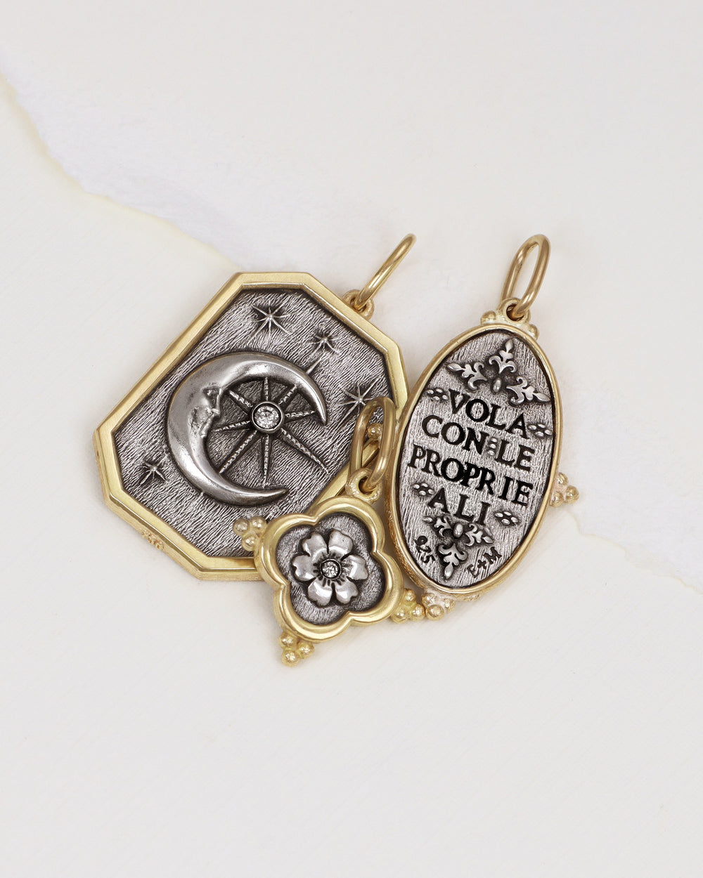 Double Flower and Dragonfly Charm