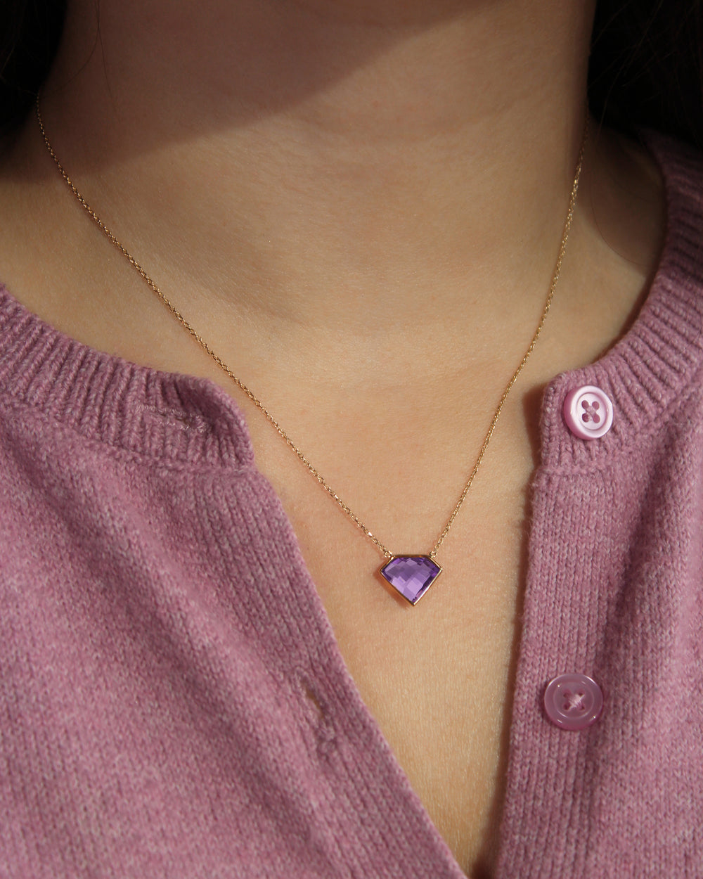 Diamond Shaped Amethyst Necklace