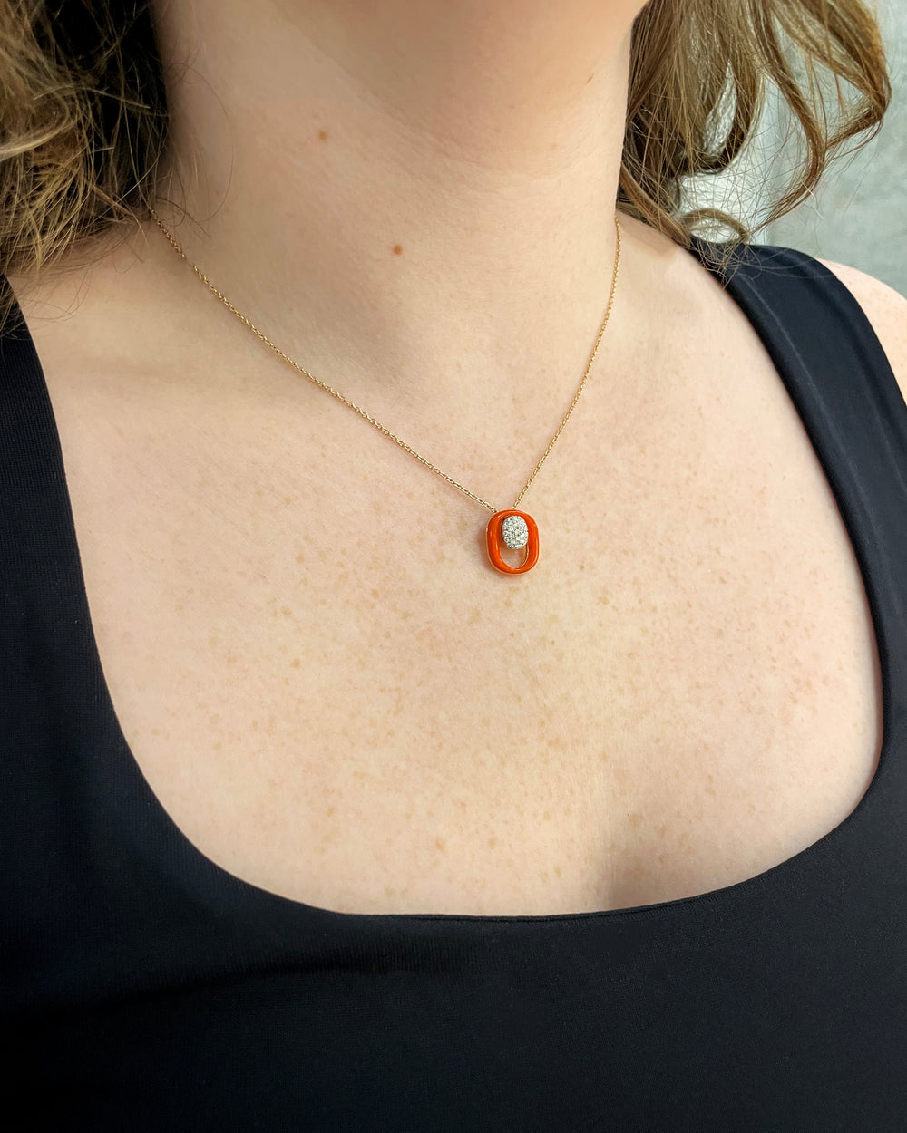Orange Enamel Pendant