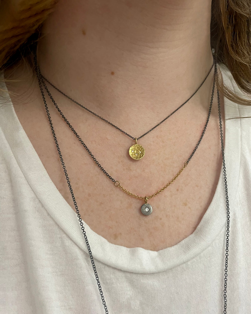 Pebble Necklace - Oxidized Silver