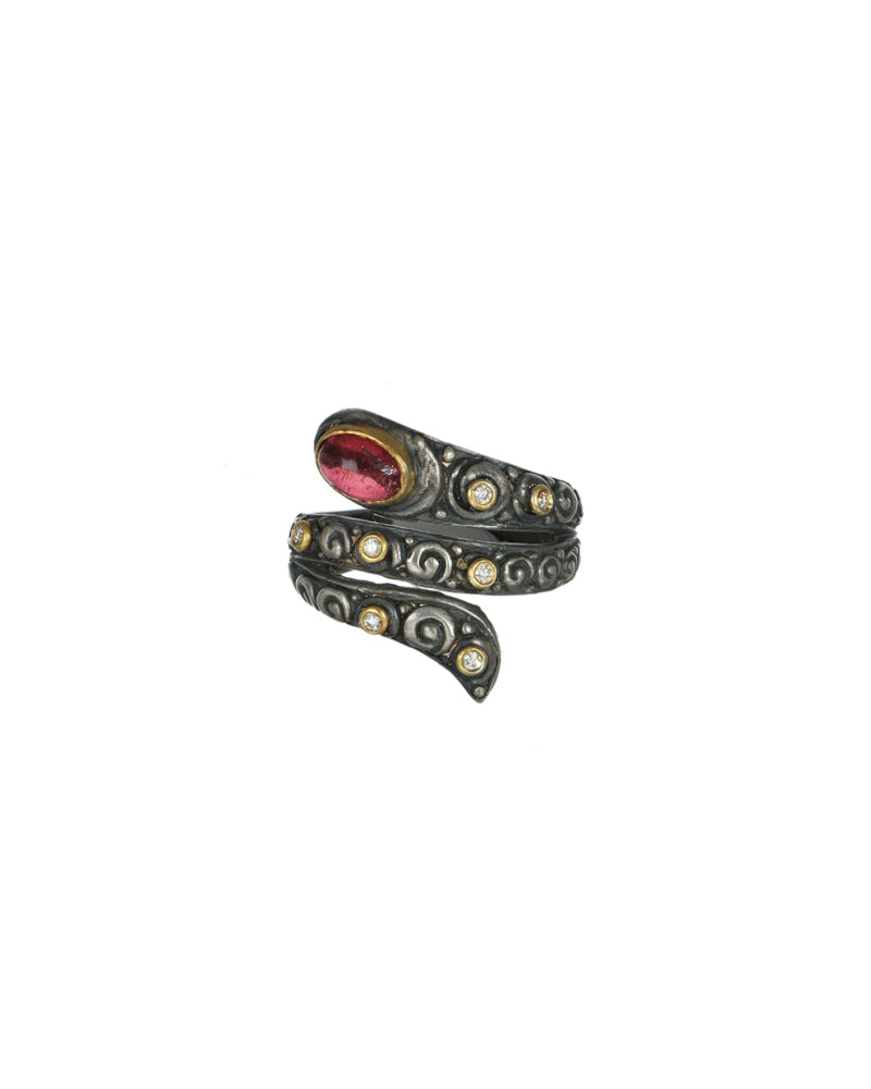 Textured Tourmaline Snake Ring