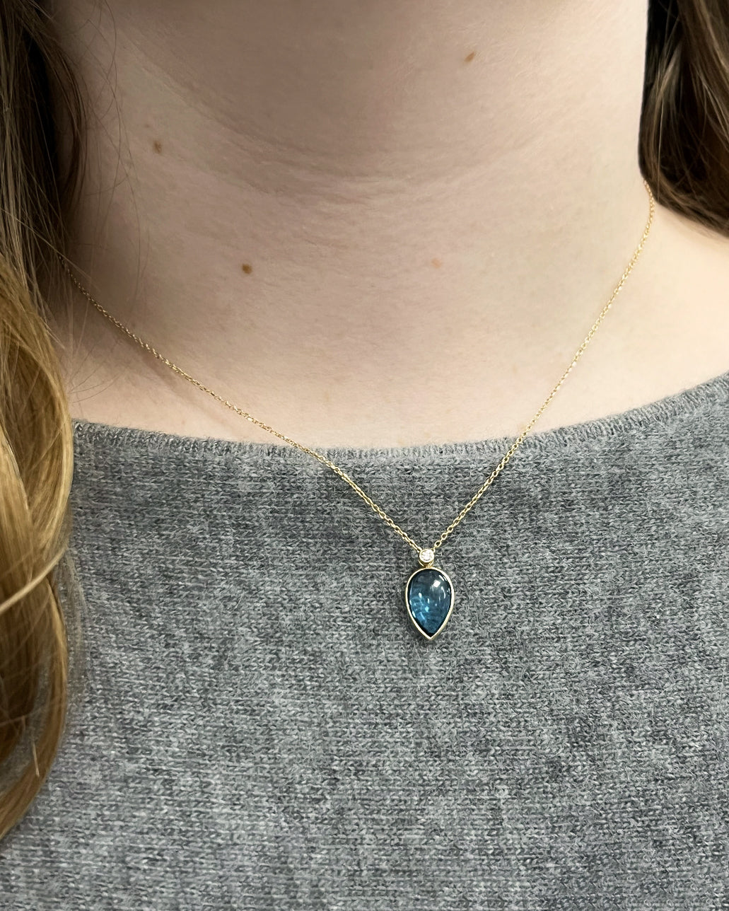 Pear London Blue Topaz Pendant