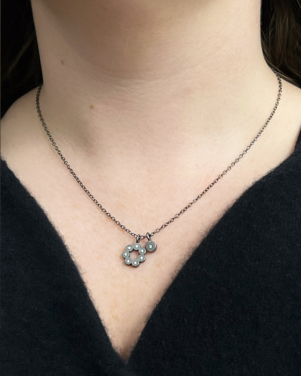 Flower and Dot Charms with Diamonds