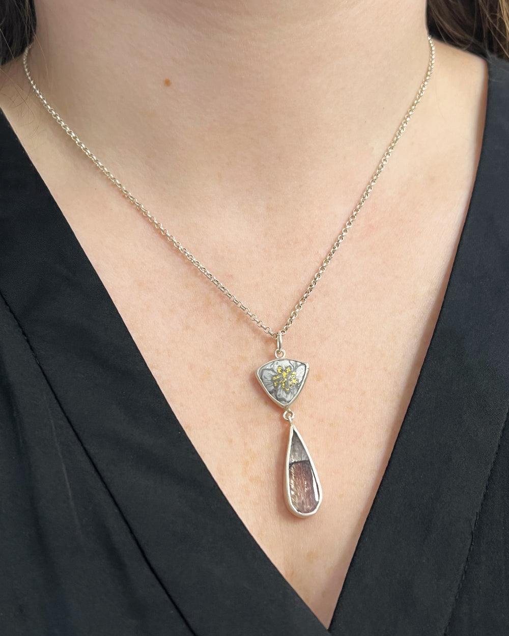 Trillion Necklace with Quartz Teardrop
