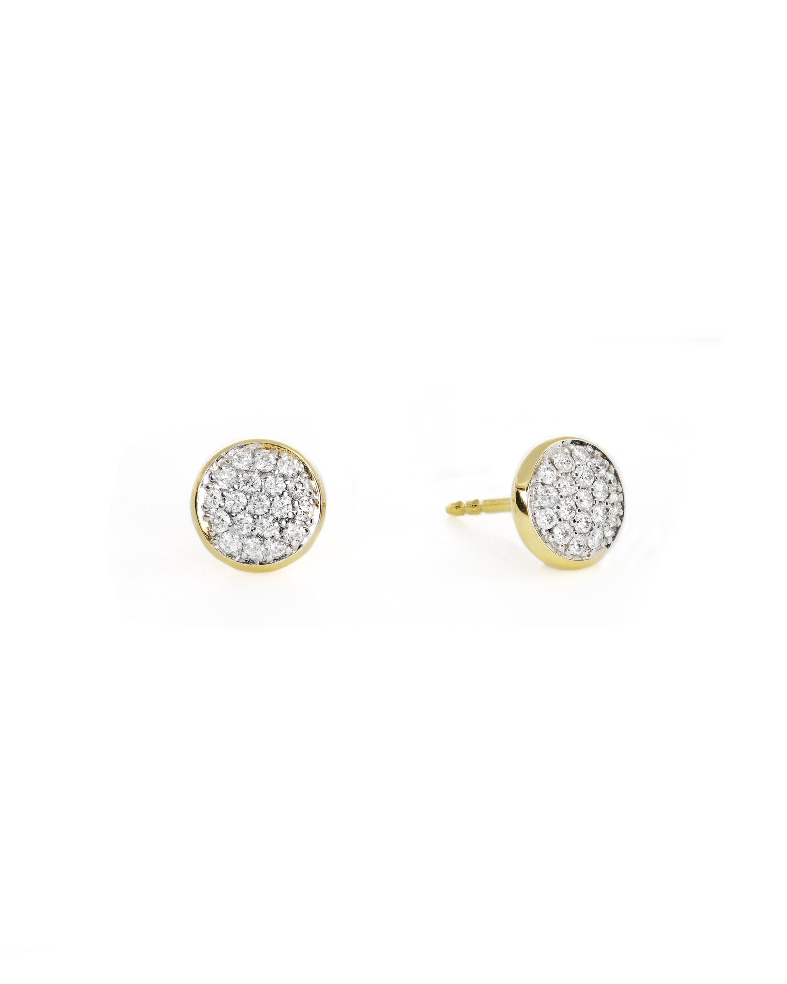 Gold Pavé Button Earrings