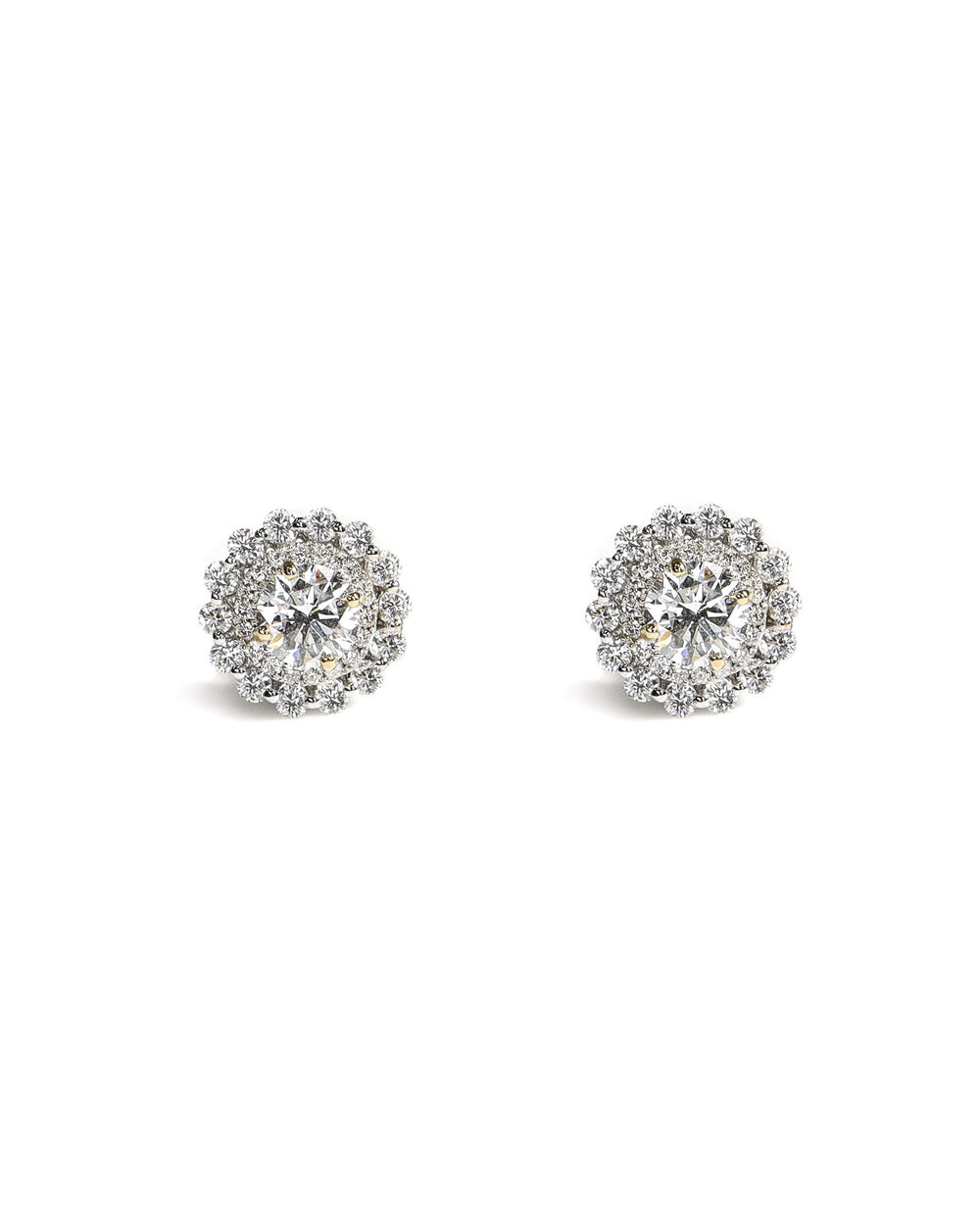 18k White Gold Double Halo Earrings