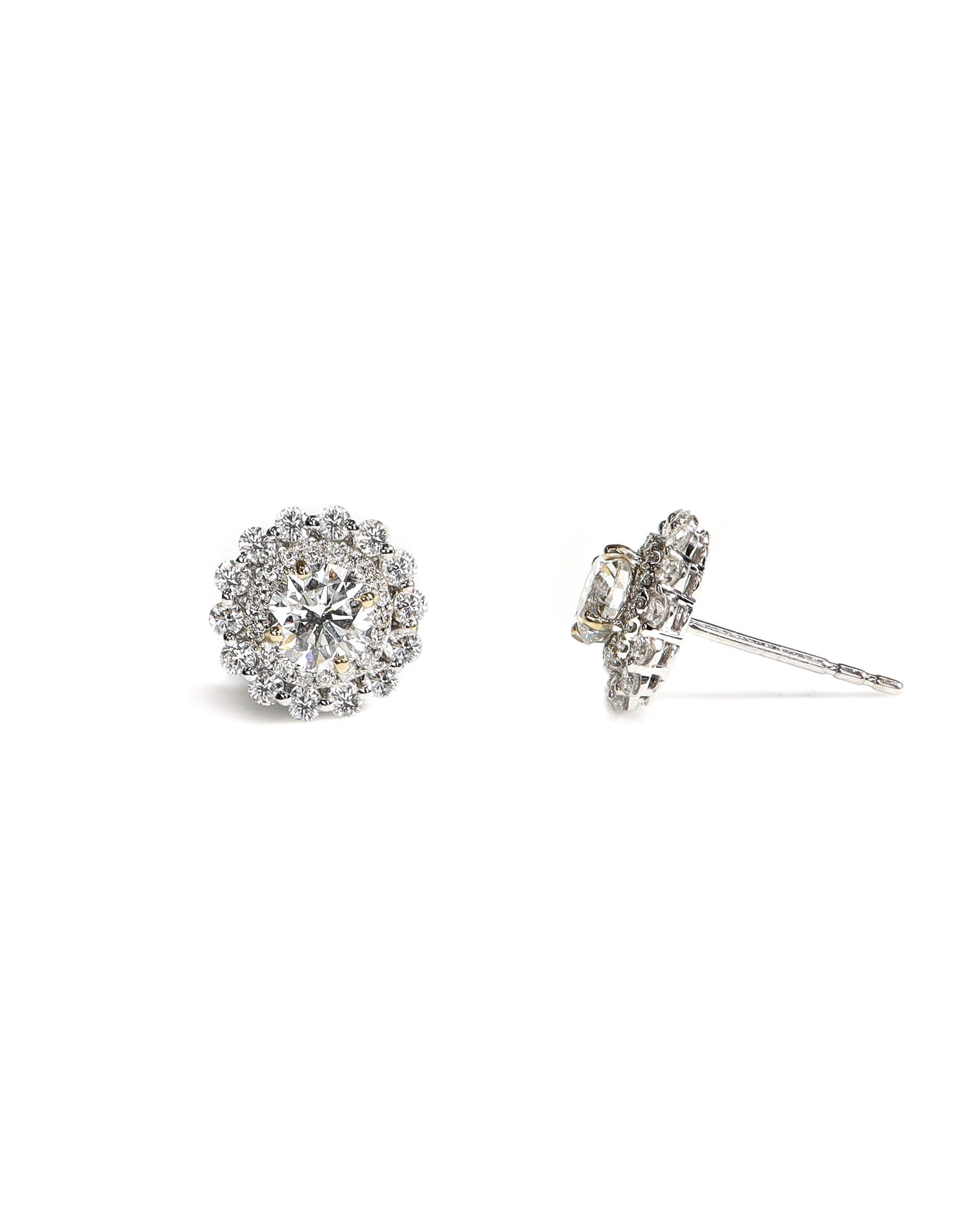 18k White Gold Double Halo Earrings