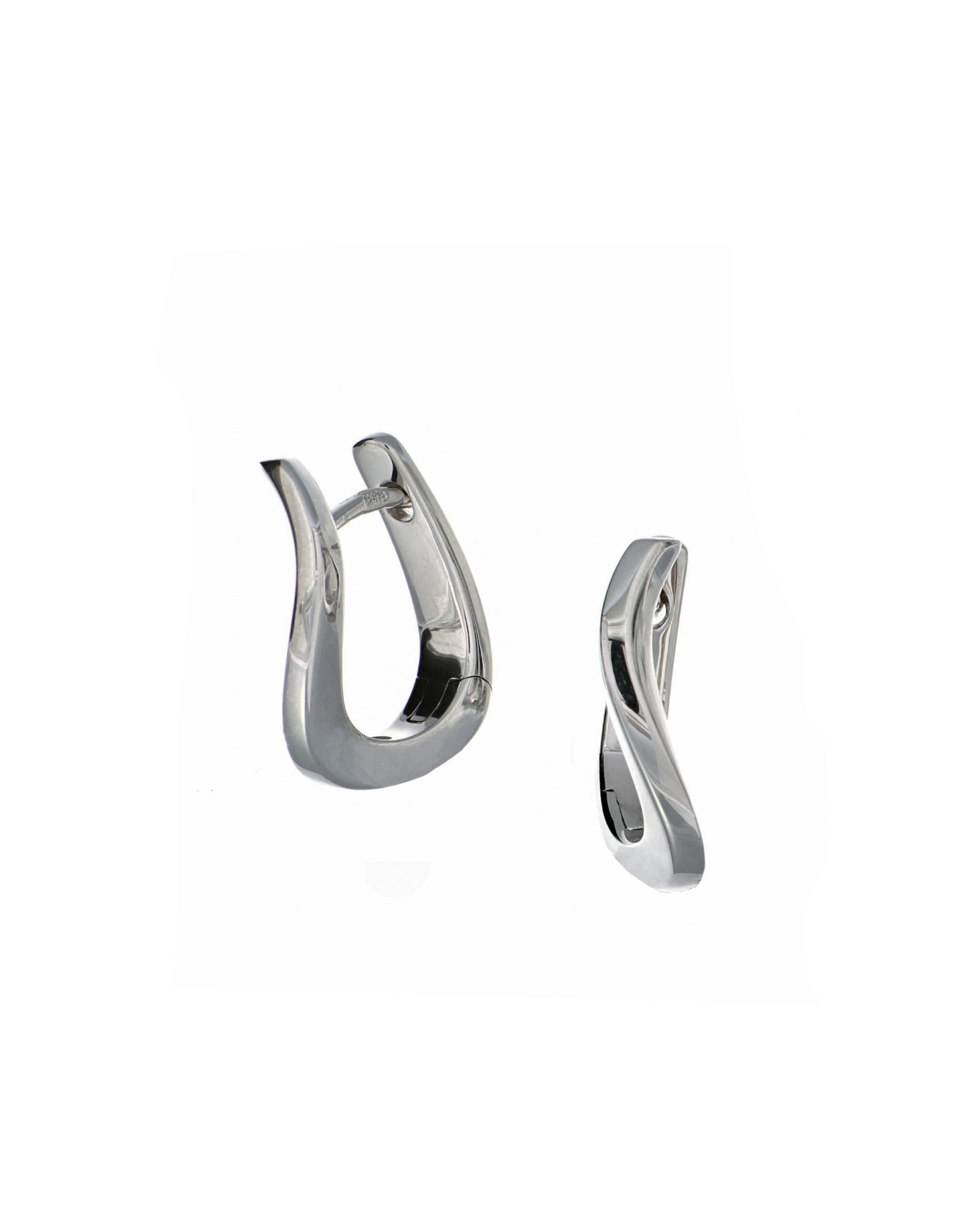 White Gold Wavy Hoop Earring