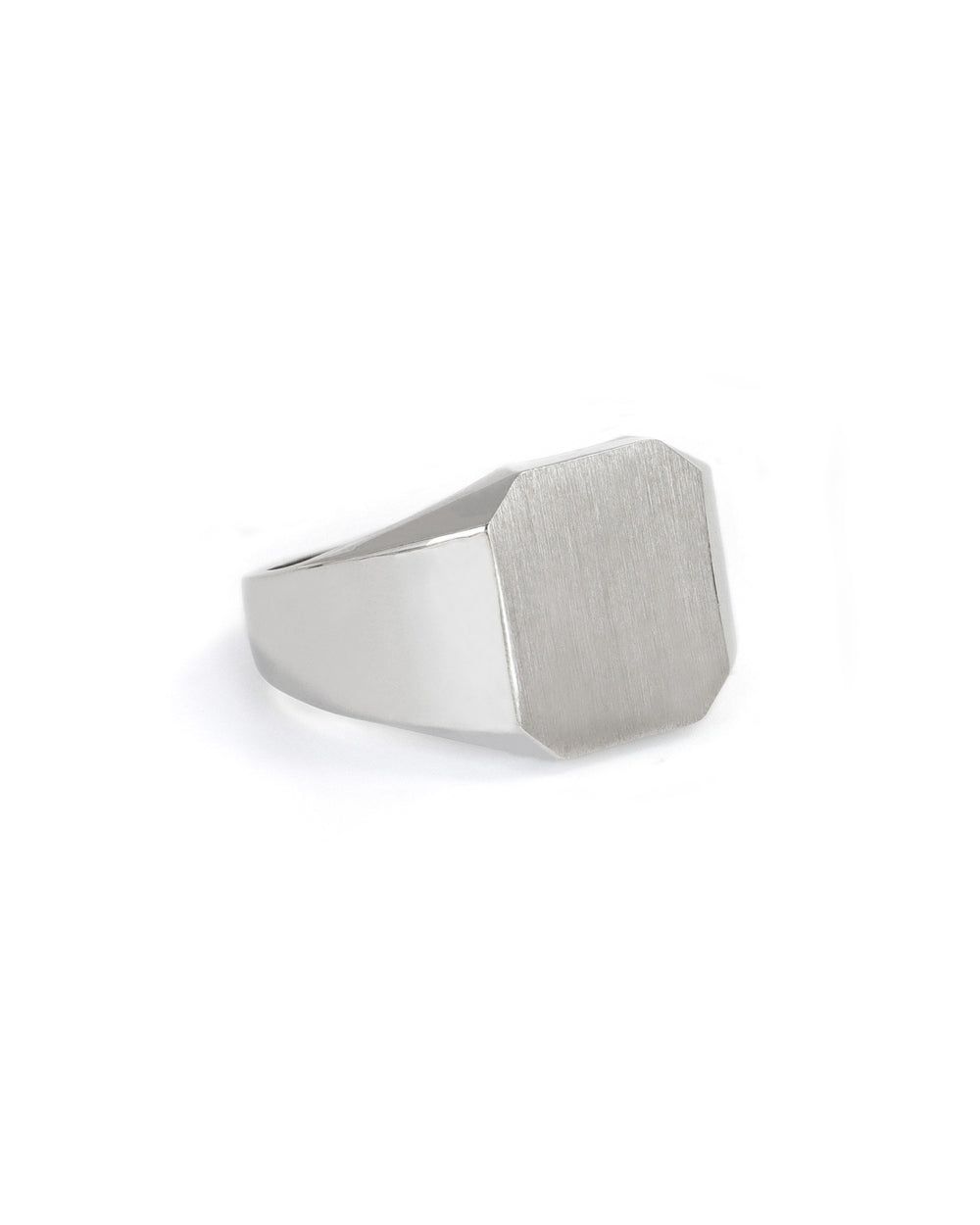 Engravable White Gold Octagon Signet Ring