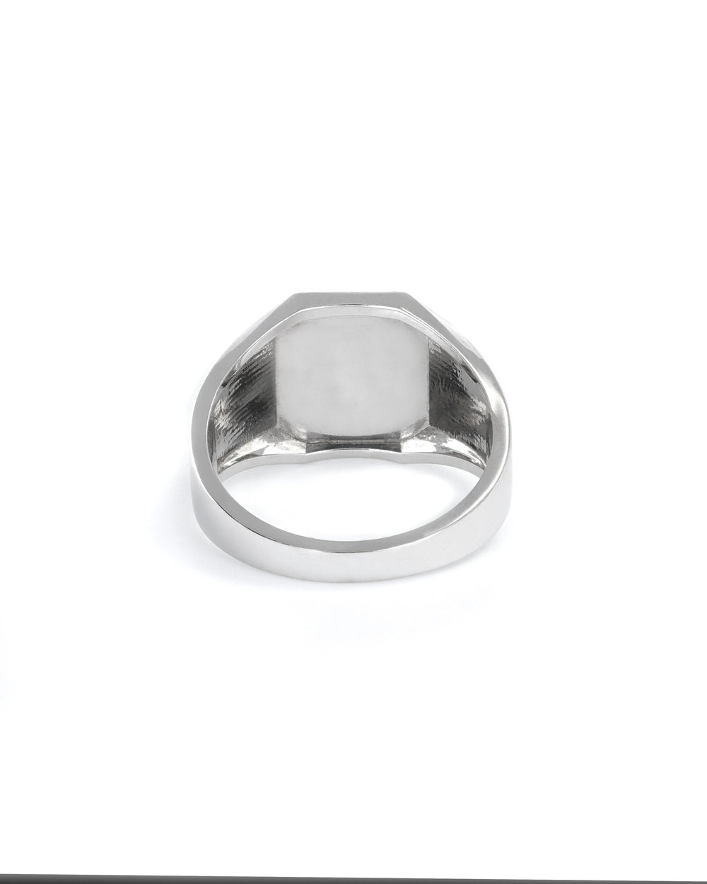 Engravable White Gold Octagon Signet Ring