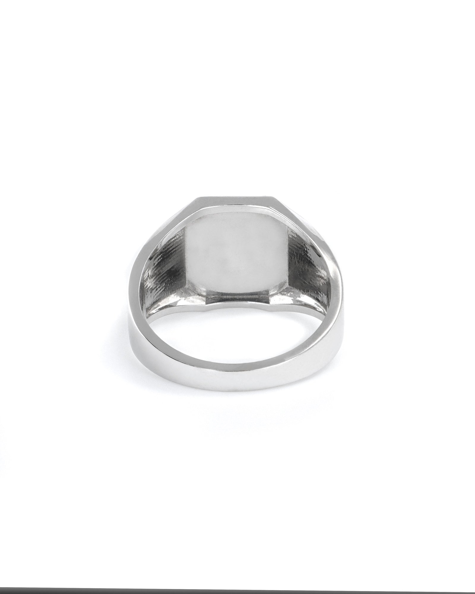 Engravable White Gold Octagon Signet Ring