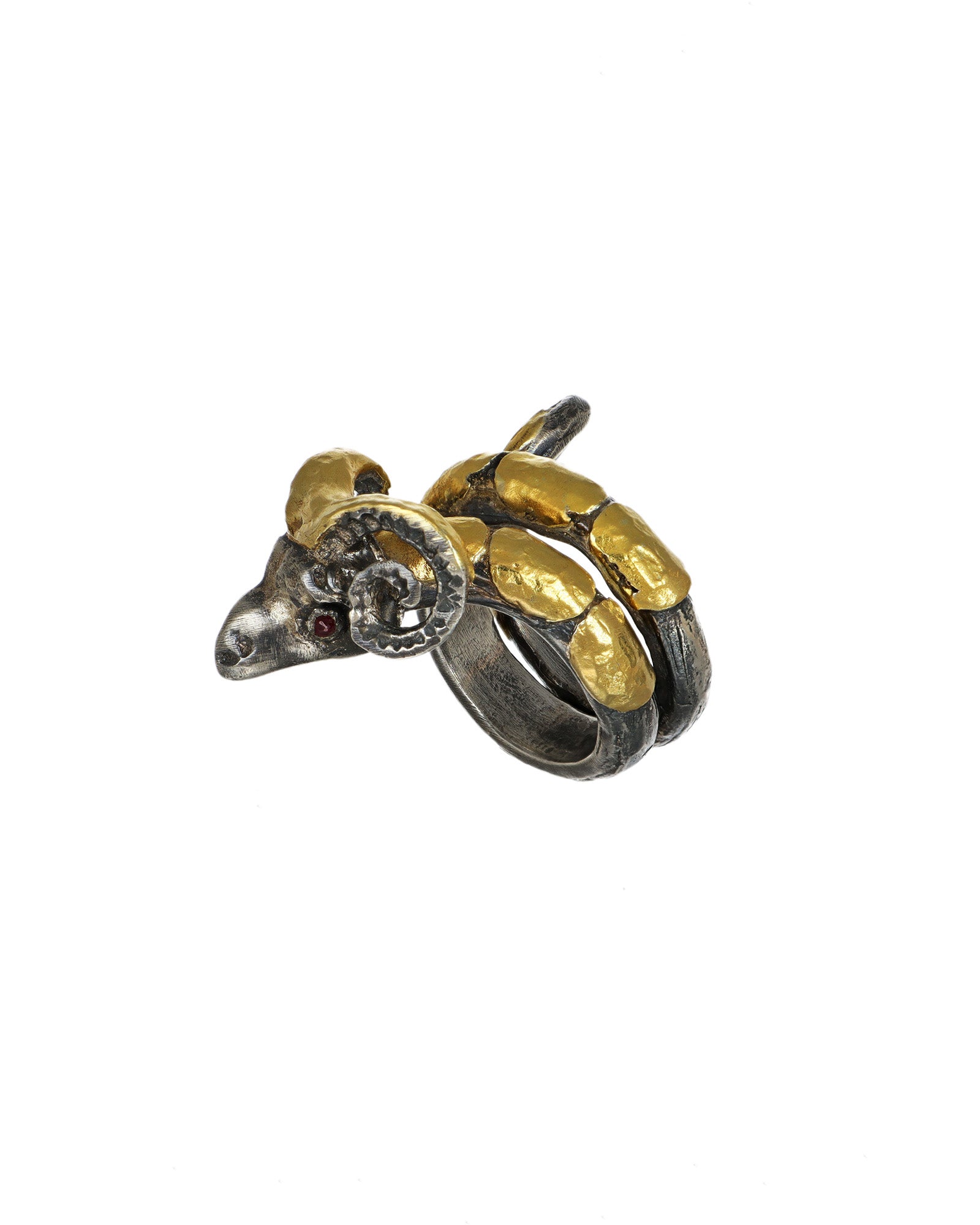 Snake Ring with Ram's head