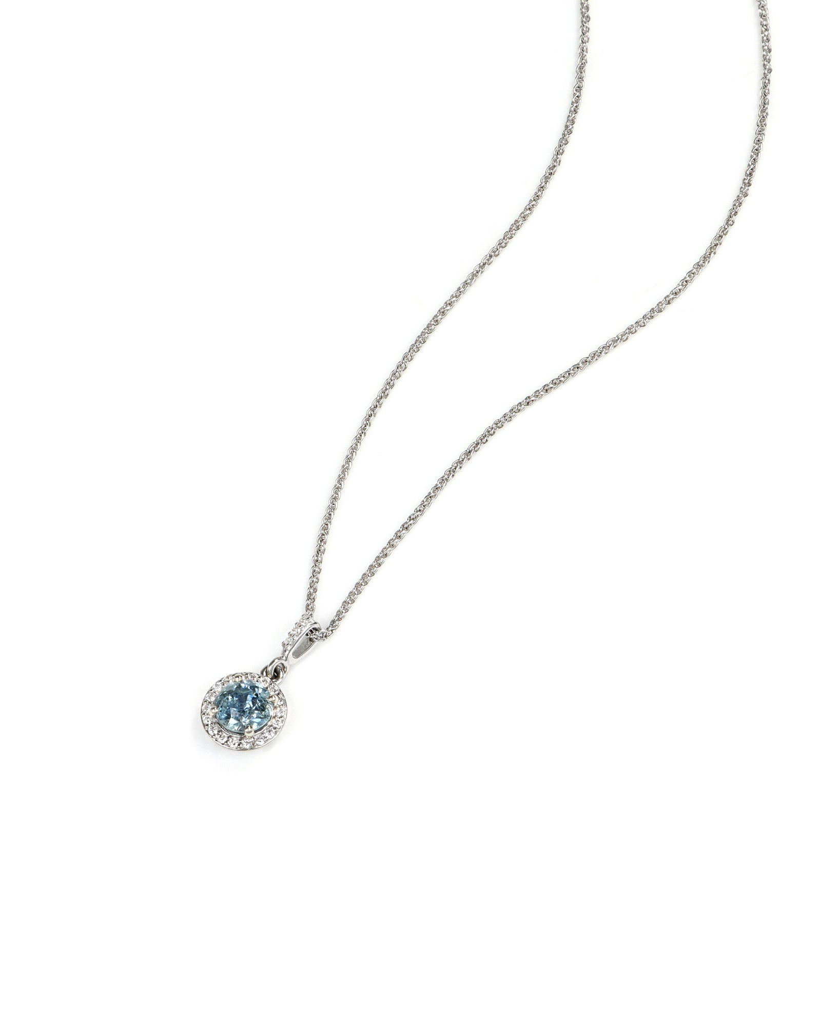 Montana Sapphire and Diamond Halo Pendant